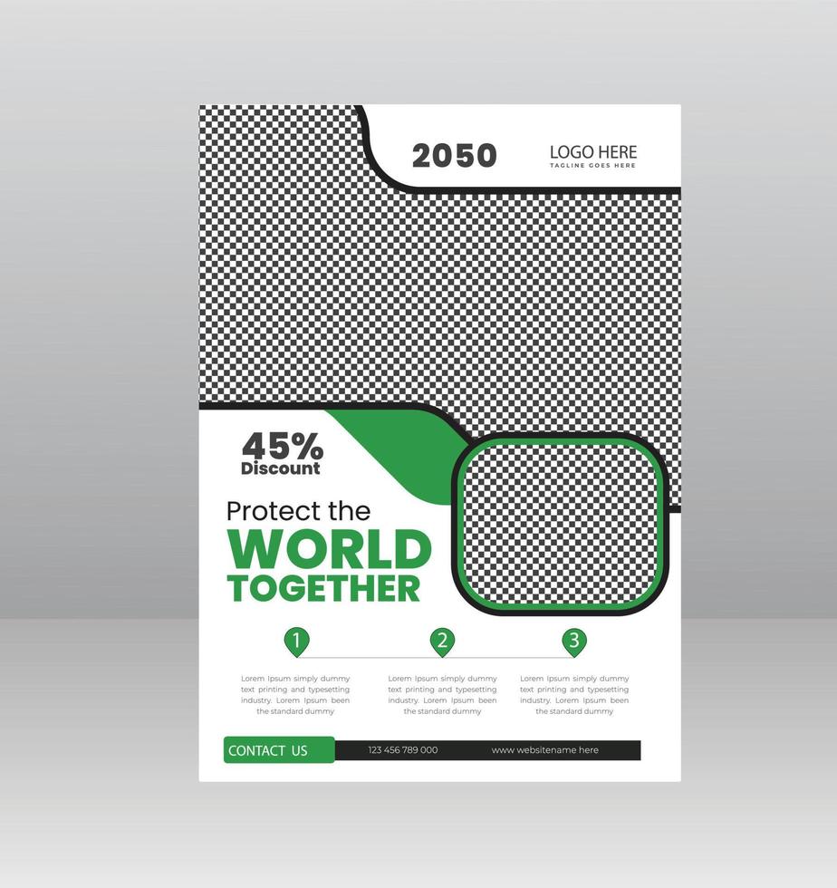 plantilla de volante salva la naturaleza del mundo con foto vector