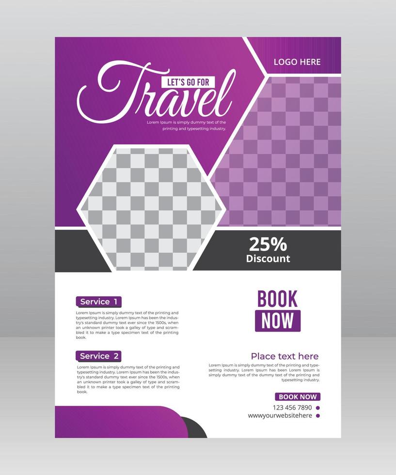 Business flyer design and brochure cover page template for travel agency vector