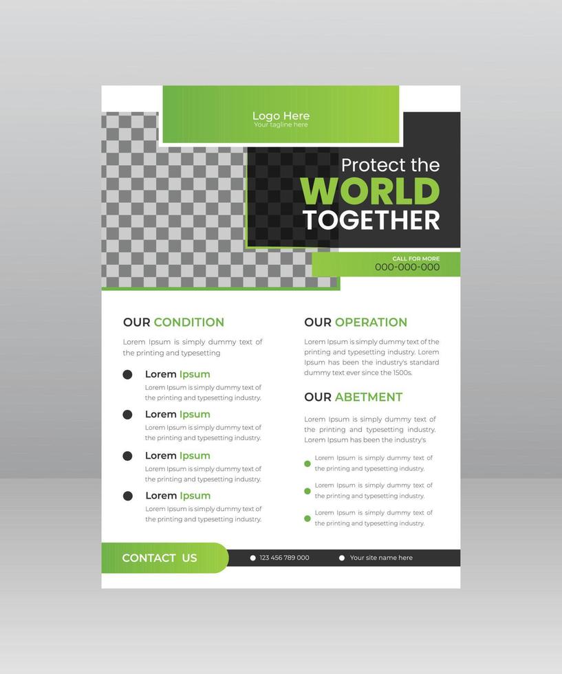 Save the World Nature Flyer template with Photo vector