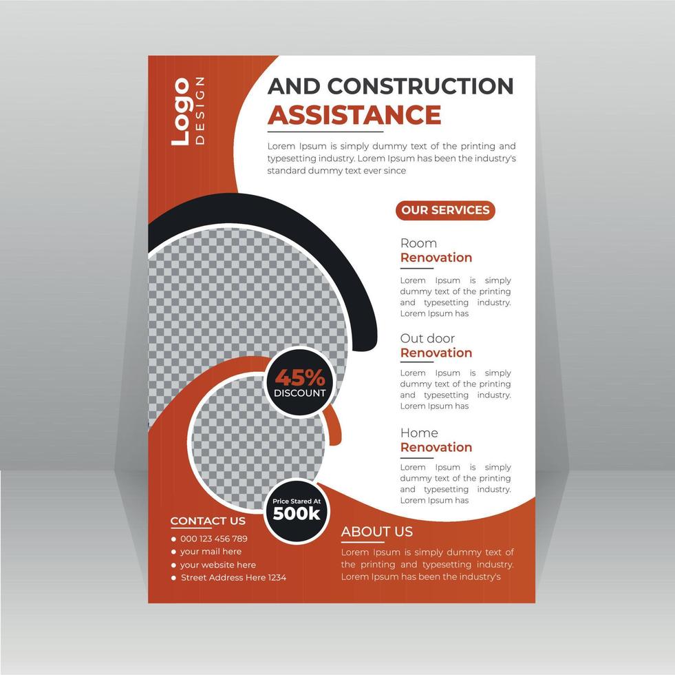 Build Home Flyer template for Construction Company vector