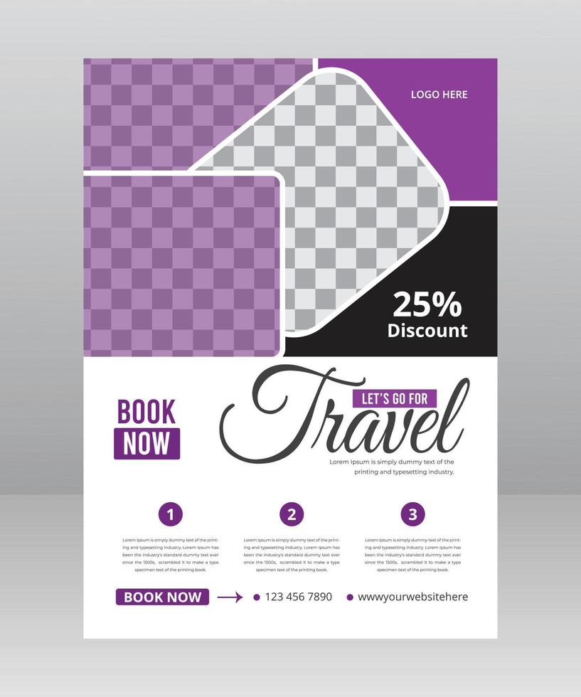 Travel and tour sale flyer template with photo for agency vector