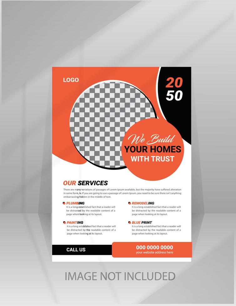 Home Development Construction Flyer template with photo vector