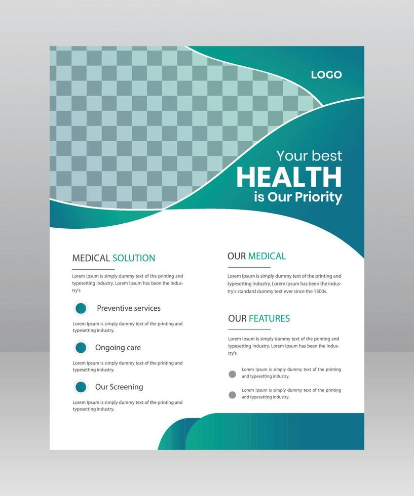 Healthcare Medical Flyer template with Photo Space vector