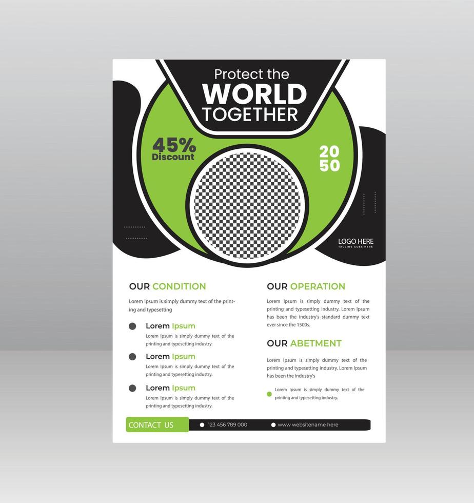Save the World Nature Flyer template with Photo vector