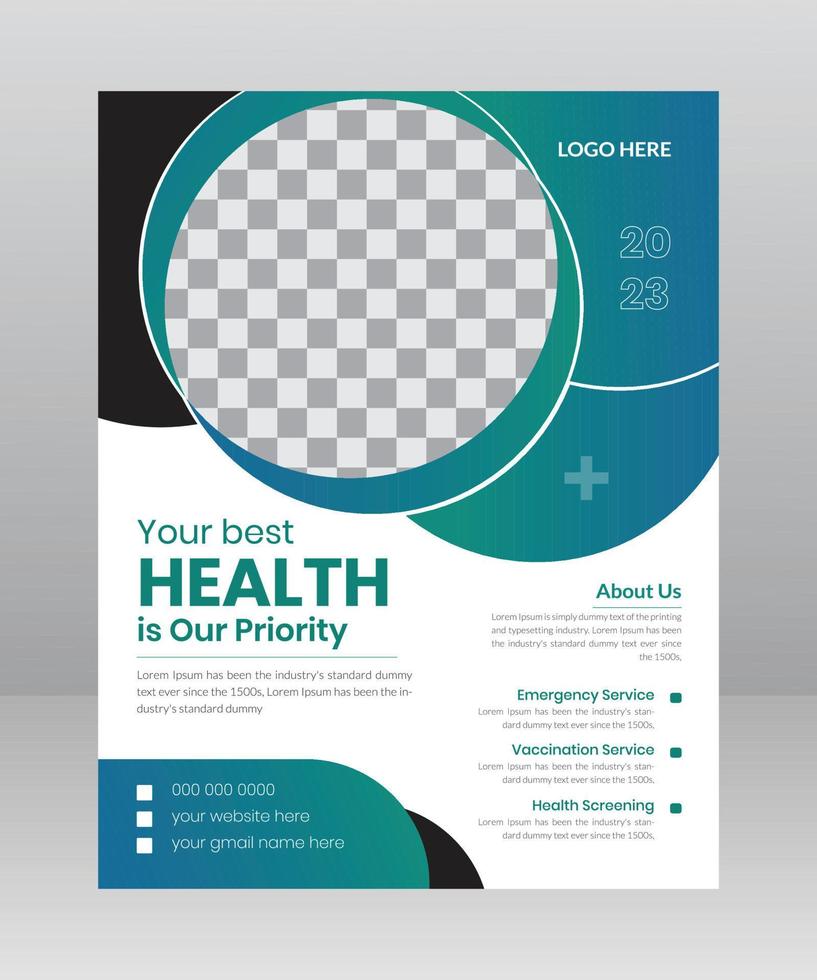 Healthcare Medical Flyer template with Photo Space vector