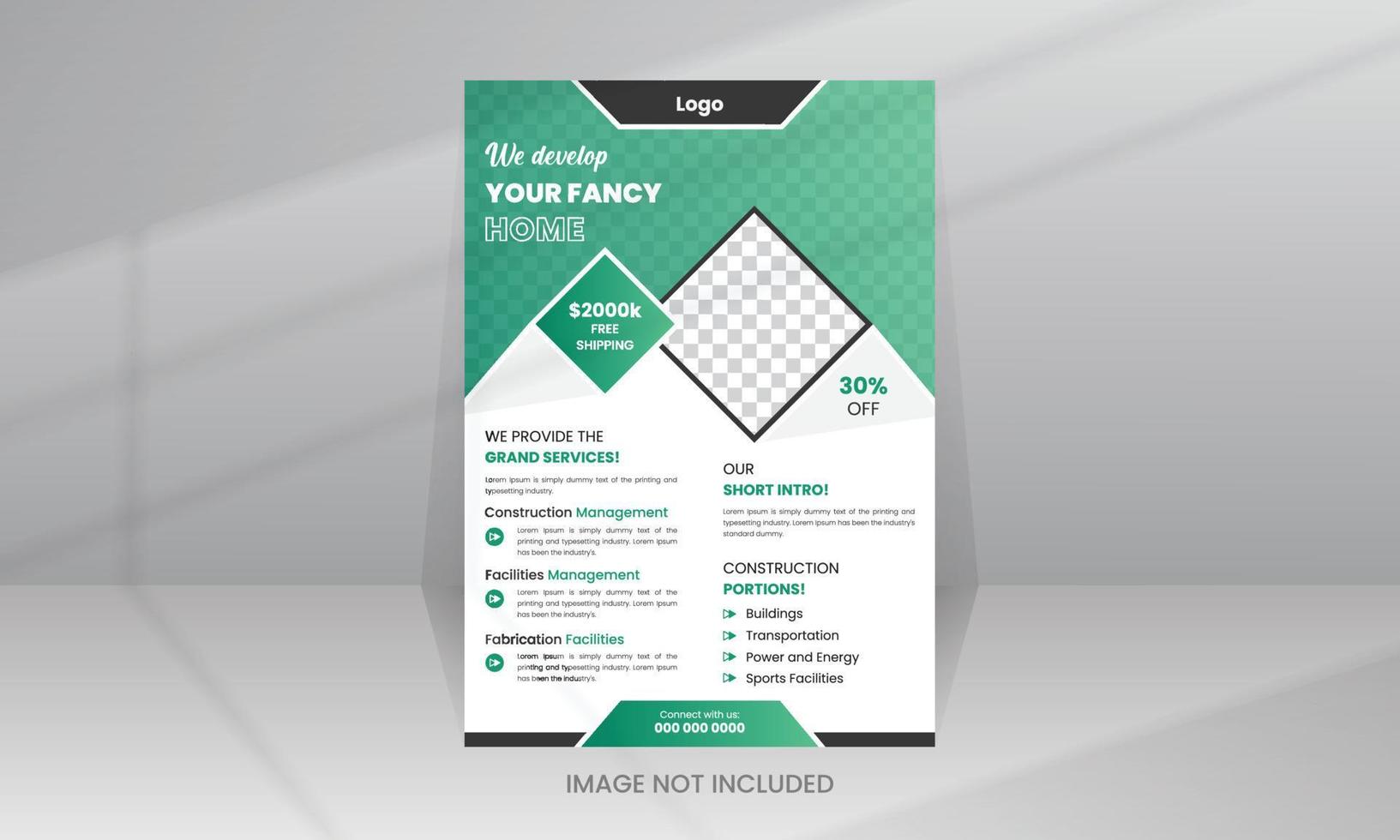 Home Development Construction Flyer template with photo vector