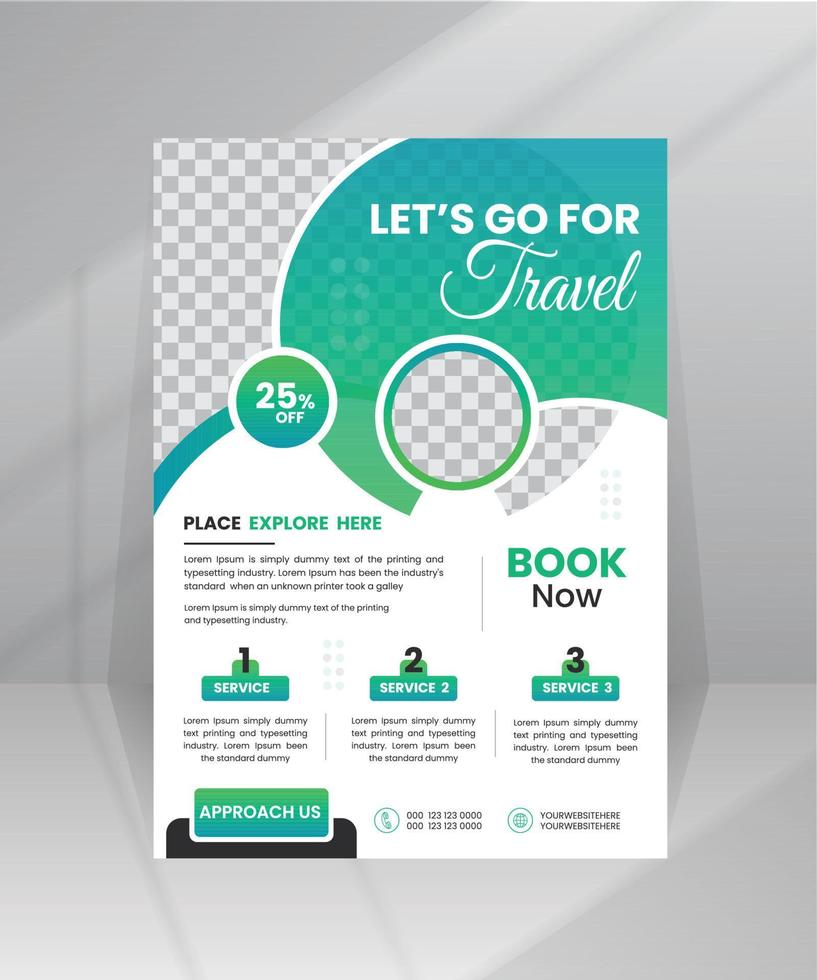 Business flyer design and brochure cover page template for travel agency vector