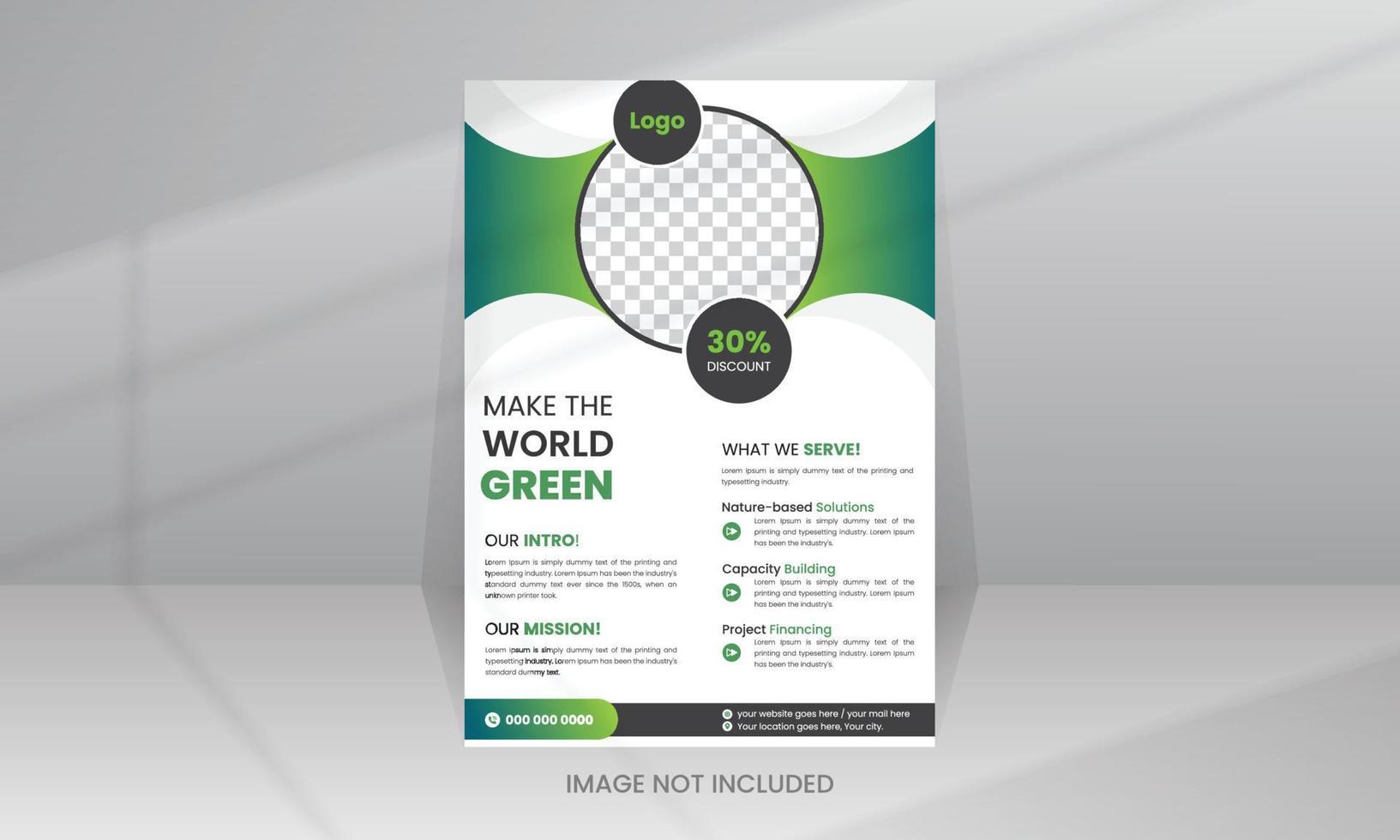 Nature Green World Flyer template with Photo vector