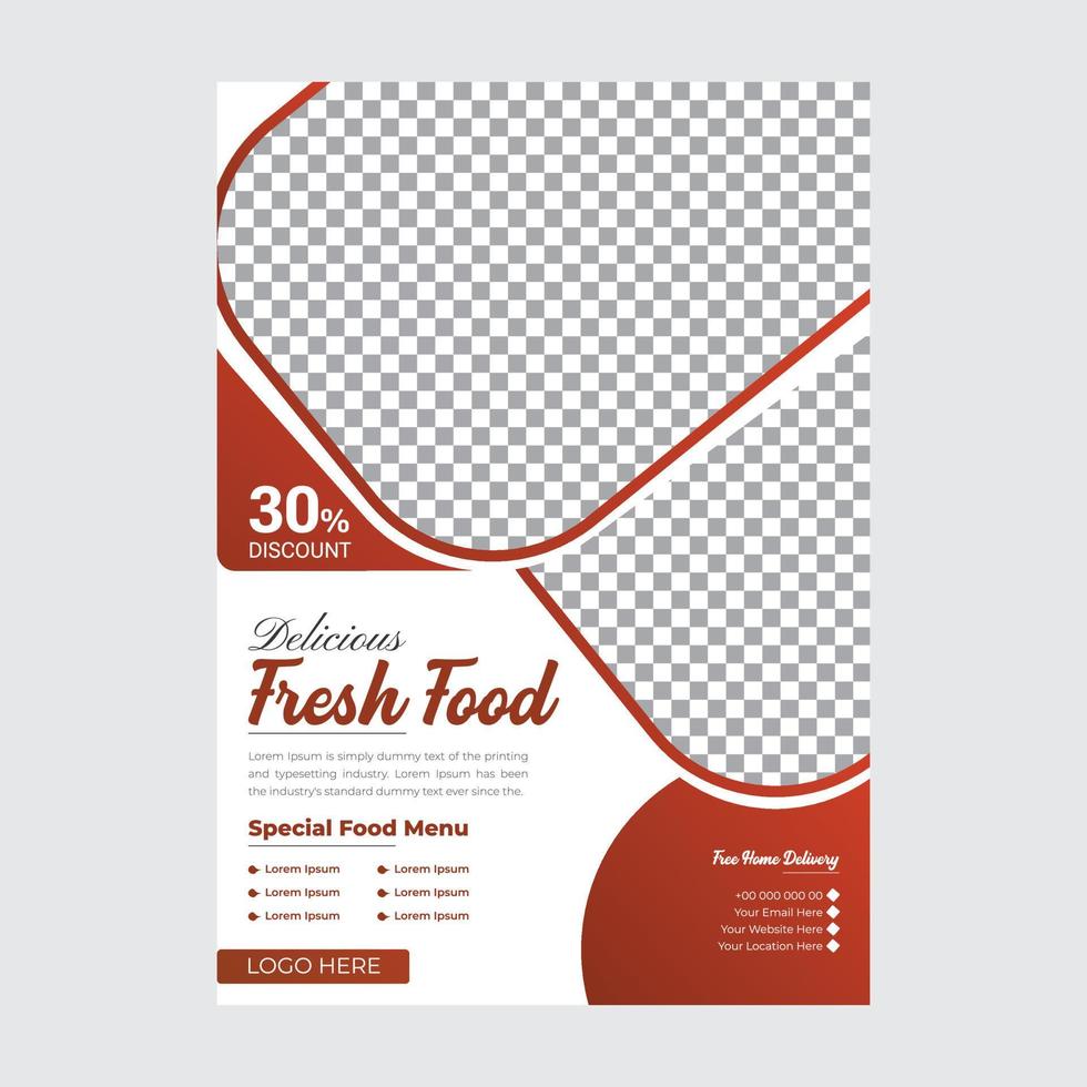 folleto de menú de comida moderna para restaurante con espacio para fotos vector