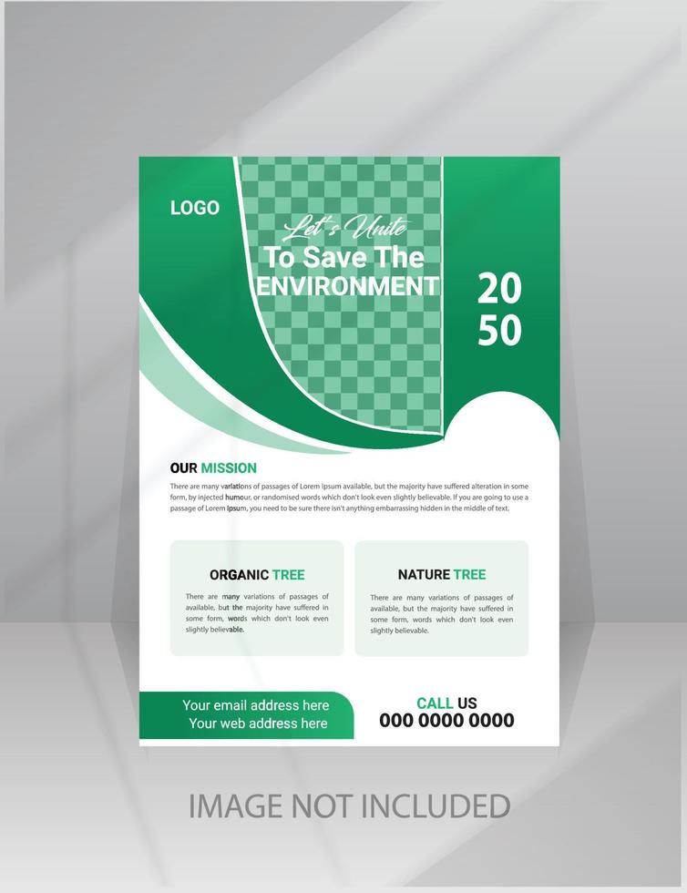 Nature Green World Flyer template with Photo vector