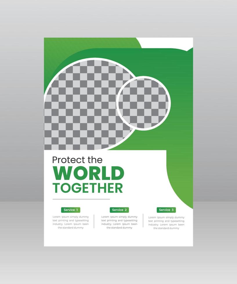 Save the World Nature Flyer template with Photo vector