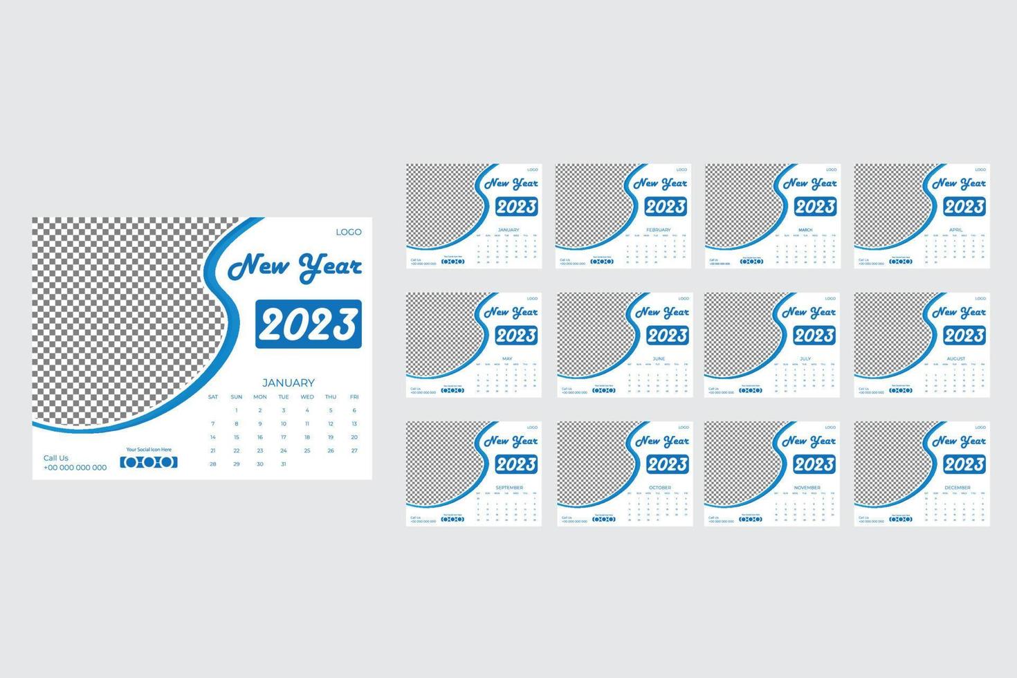 happy New year Desk calendar template vector