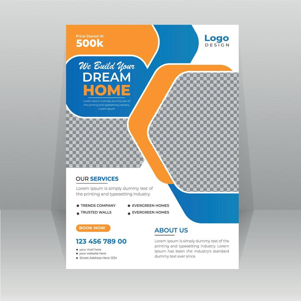 Build Home Flyer template for Construction Company vector