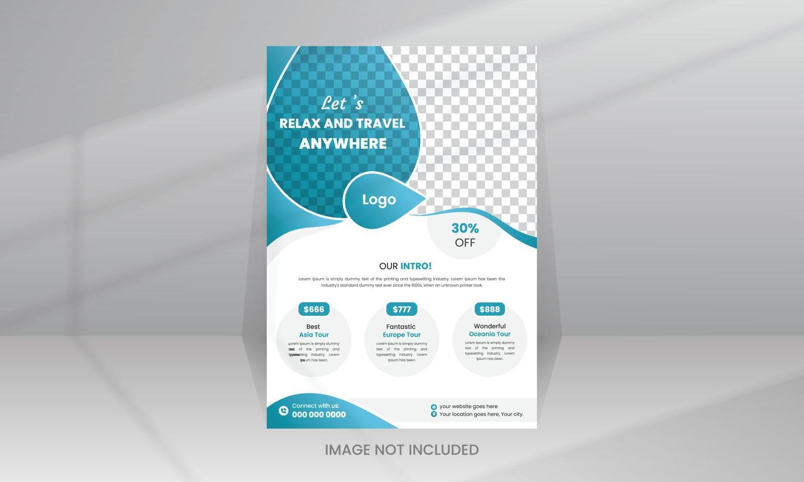 Business flyer design and brochure cover page template for travel agency vector