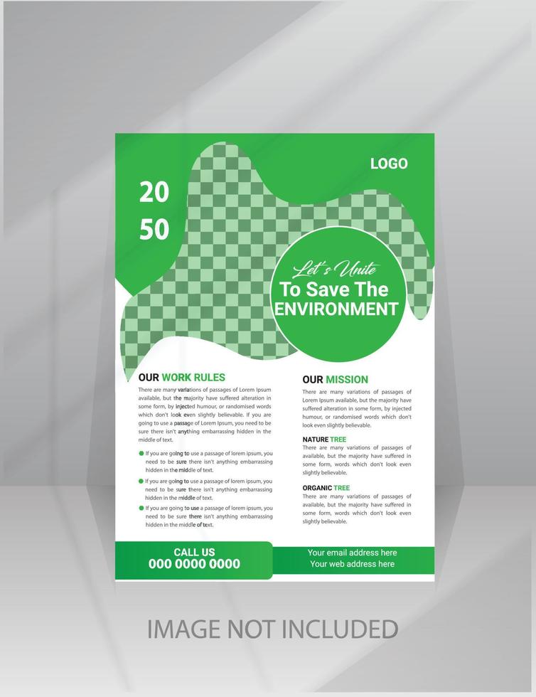 Nature Green World Flyer template with Photo vector