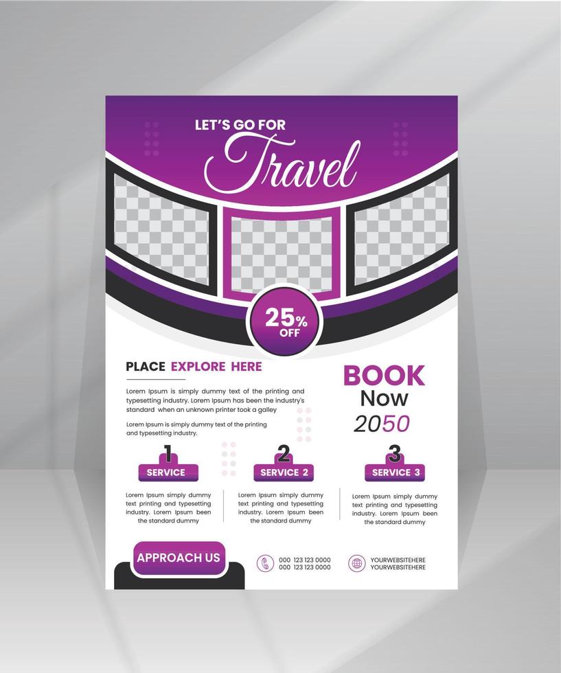 Business flyer design and brochure cover page template for travel agency vector