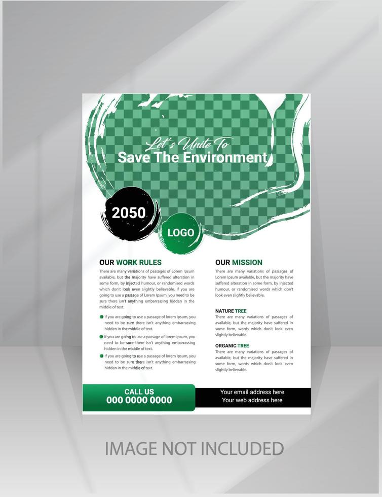 Nature Green World Flyer template with Photo vector