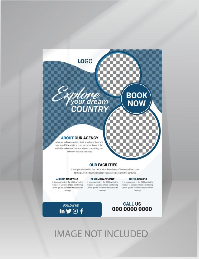 Business flyer design and brochure cover page template for travel agency vector