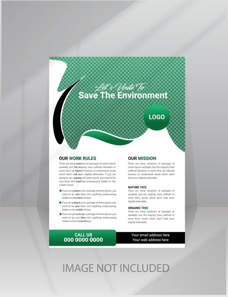 Nature Green World Flyer template with Photo vector