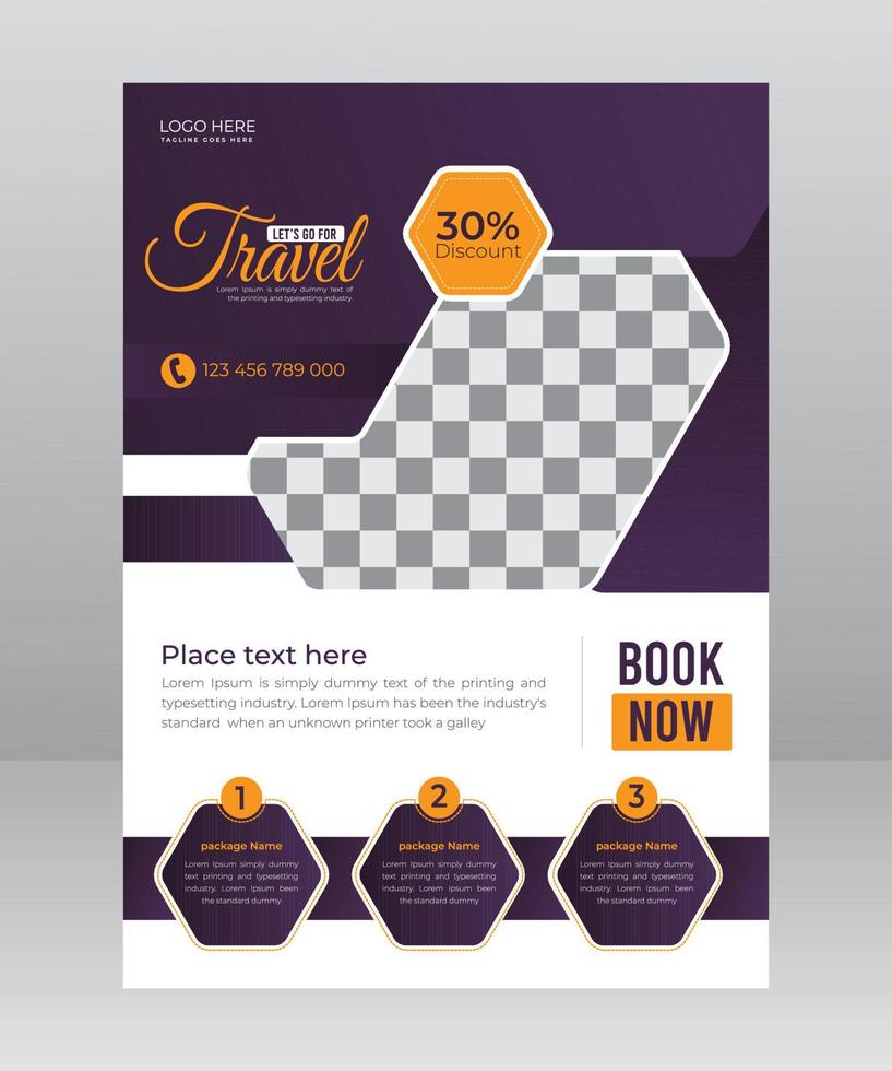 Travel and tour sale flyer template with photo for agency vector