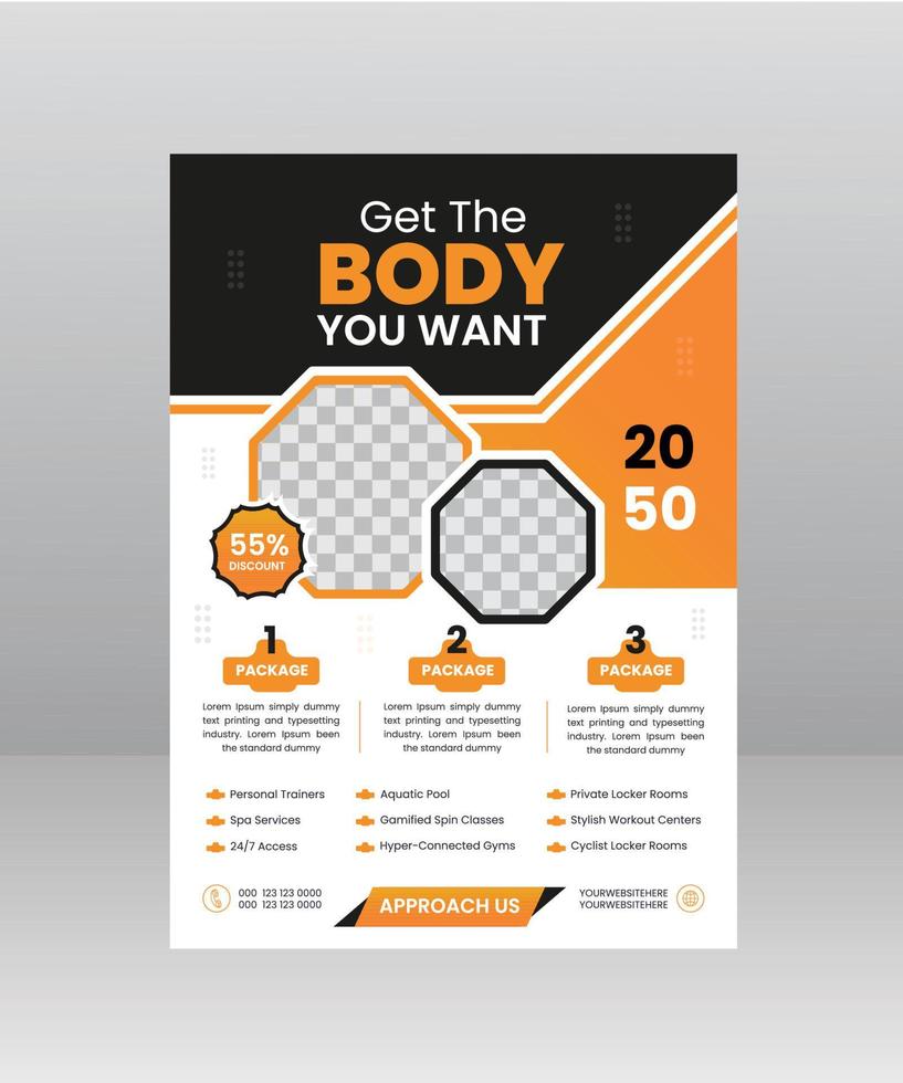 Sports Gym Body fitness flyer and poster template vector