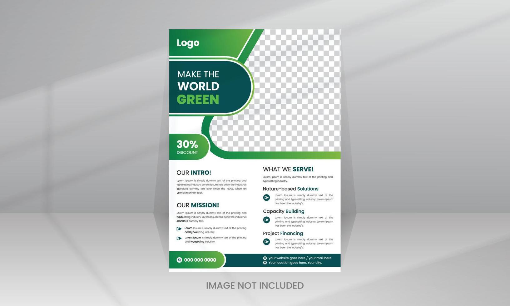 Nature Green World Flyer template with Photo vector