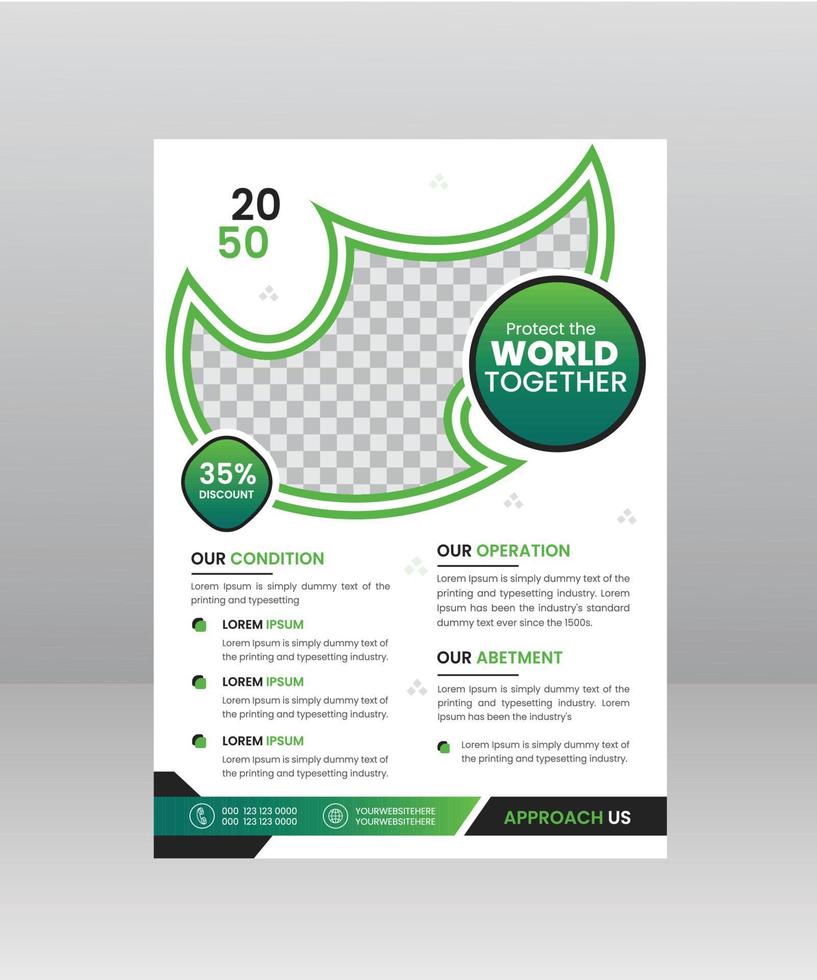 Paper style Protect the World Environment vertical Poster Nature Flyer template vector