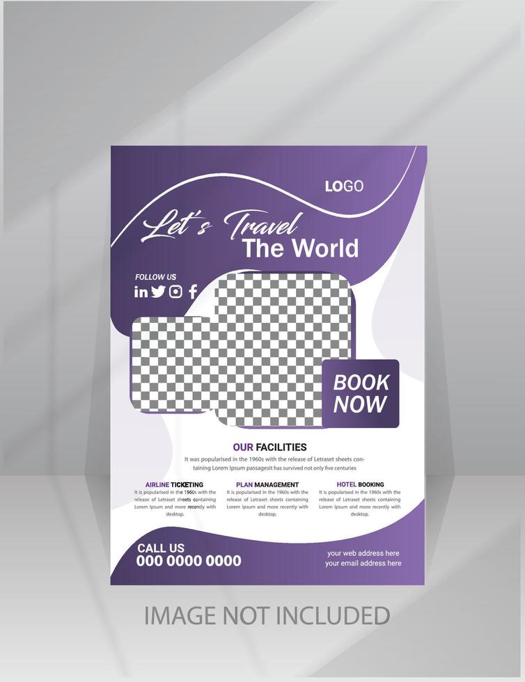 Business flyer design and brochure cover page template for travel agency vector