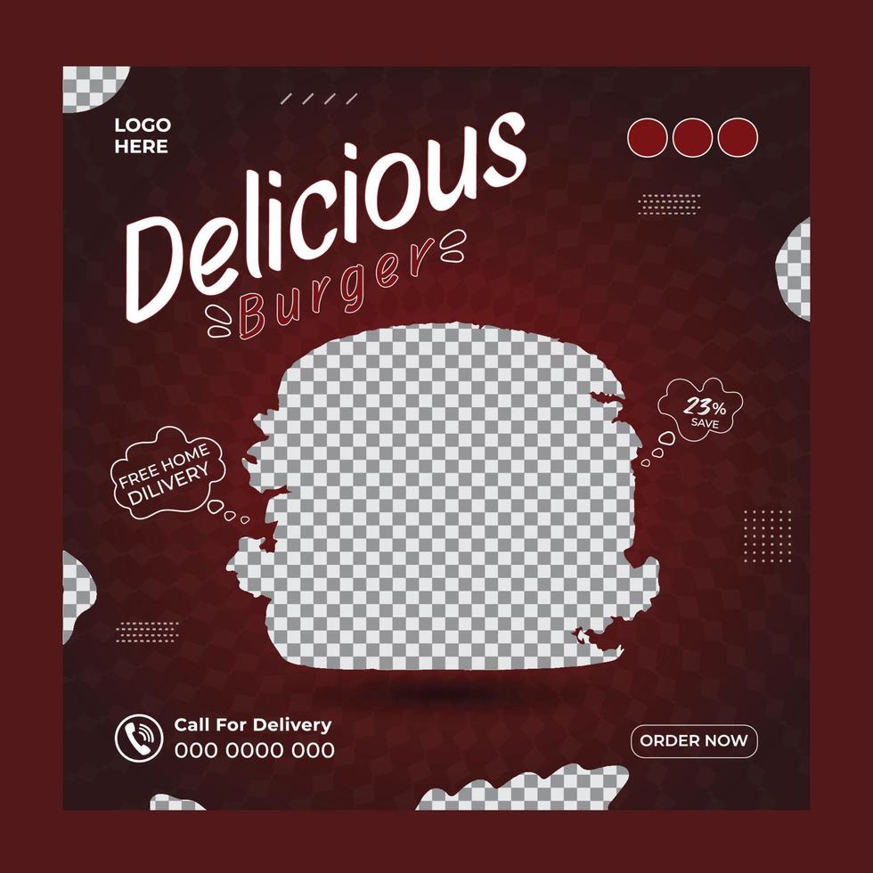 Social Media Post template for restaurant vector