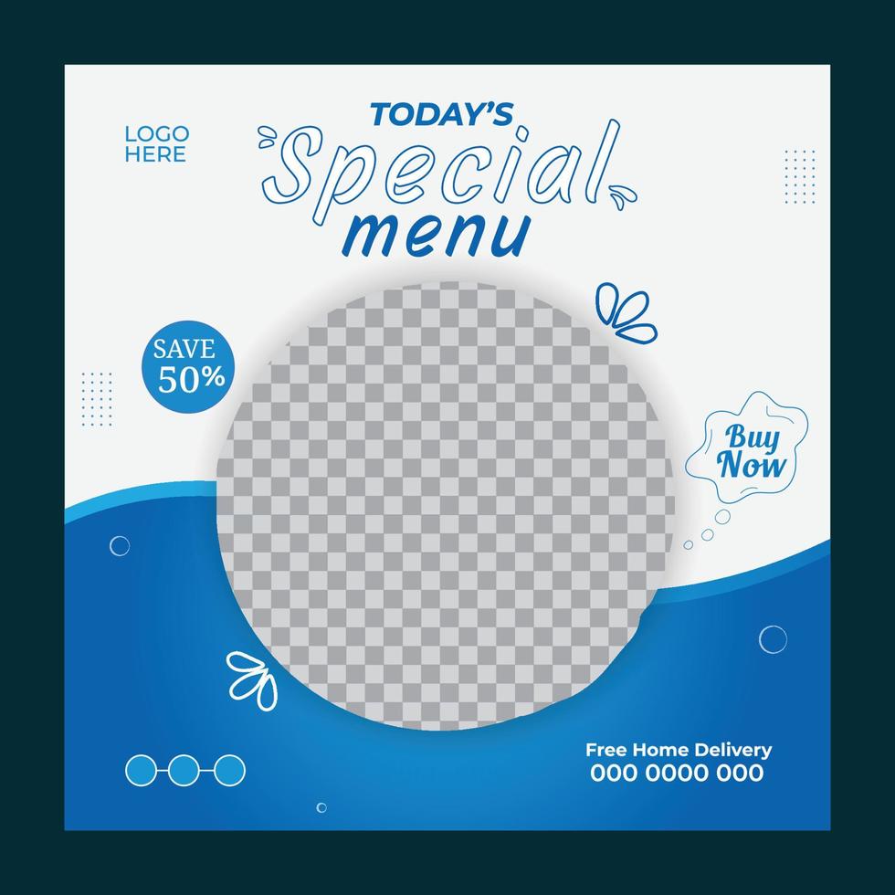 Social Media Post template for restaurant vector