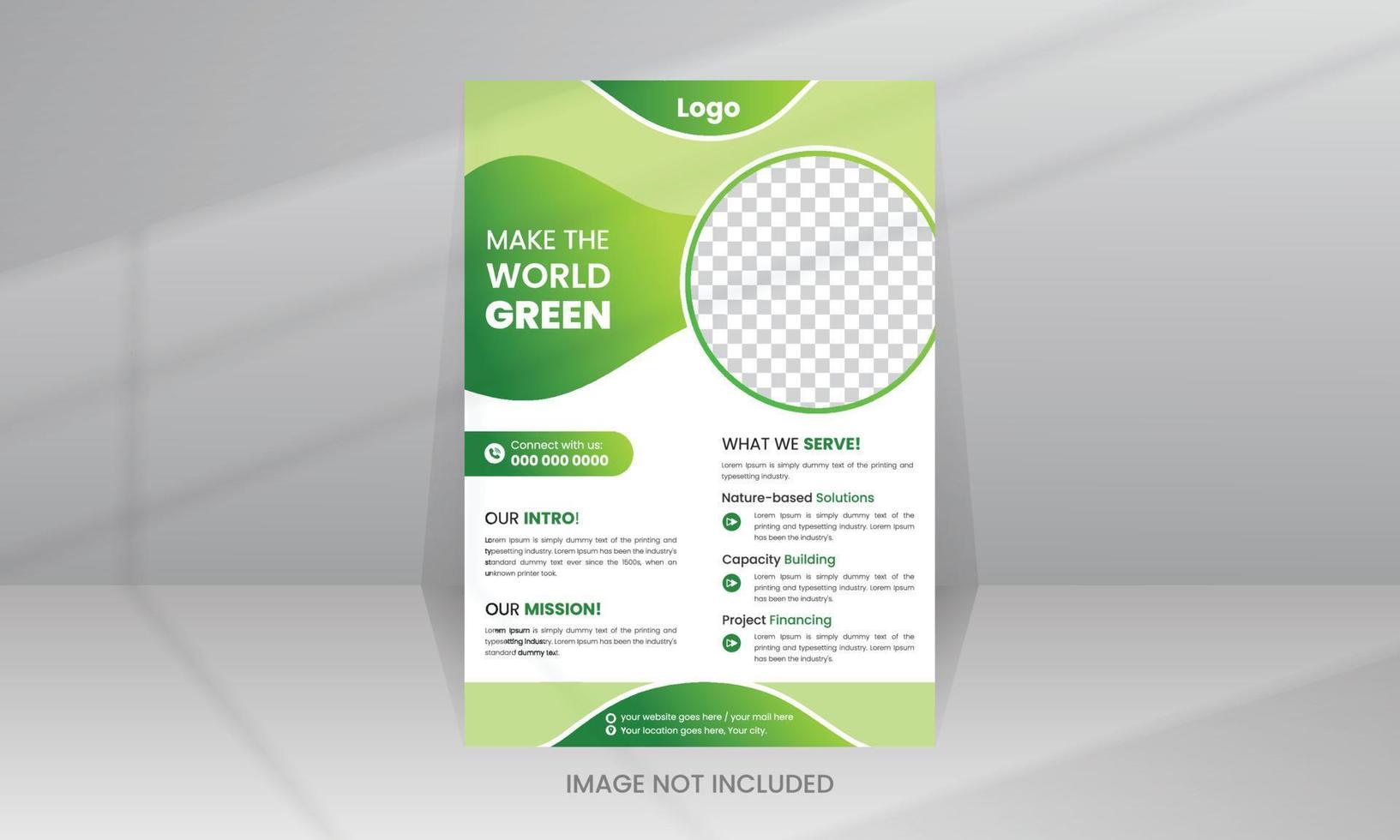 Nature Green World Flyer template with Photo vector
