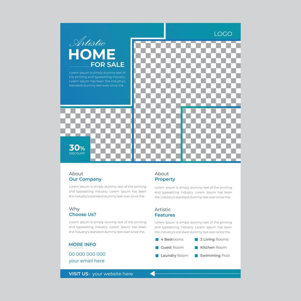 Modern Professional Flyer with photo for Real Estate agent vector