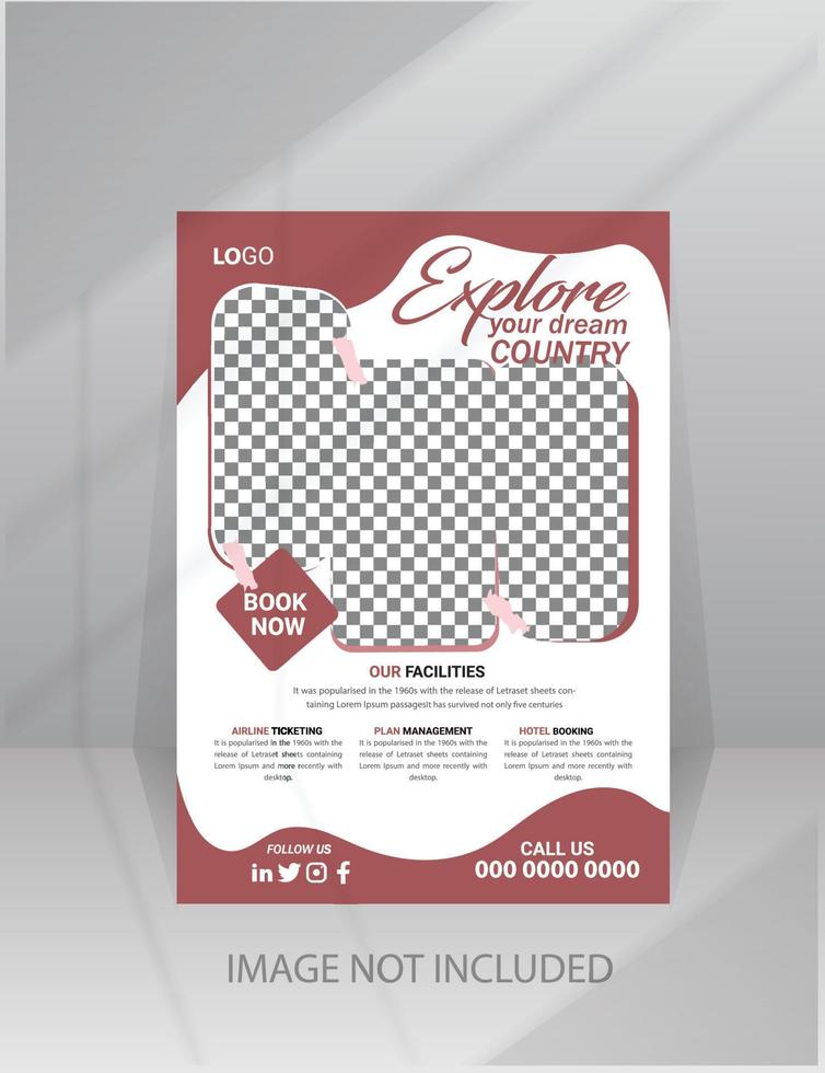 Business flyer design and brochure cover page template for travel agency vector