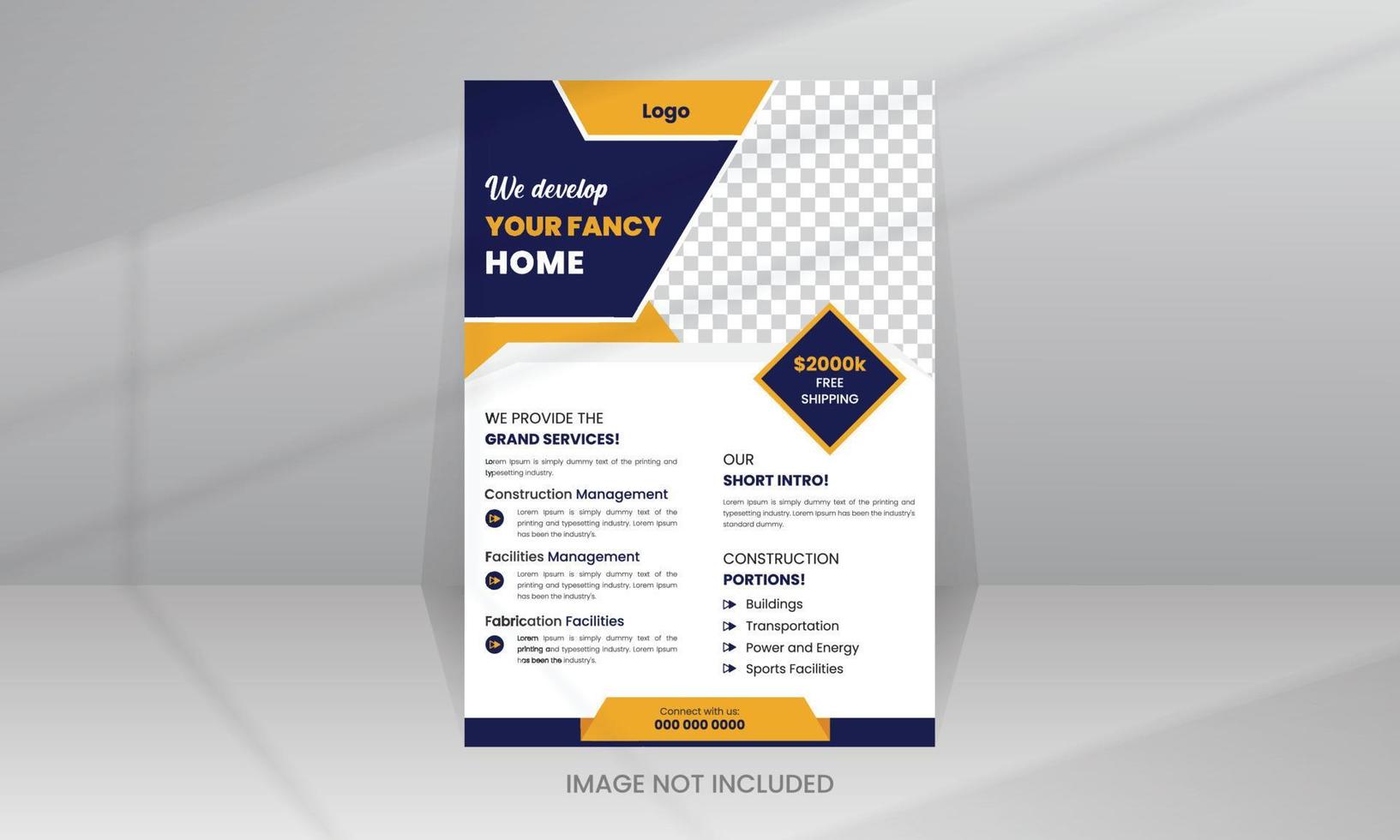 Home Development Construction Flyer template with photo vector