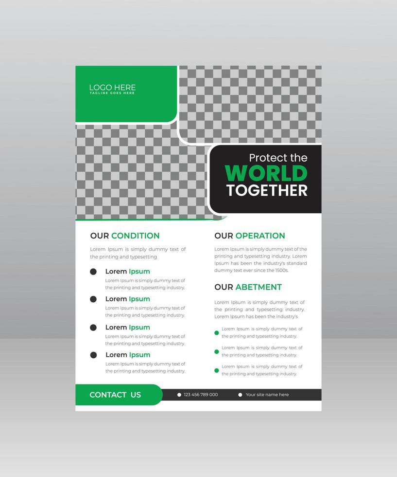 Save the World Nature Flyer template with Photo vector