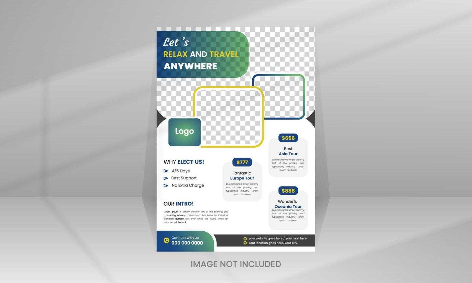 Business flyer design and brochure cover page template for travel agency vector