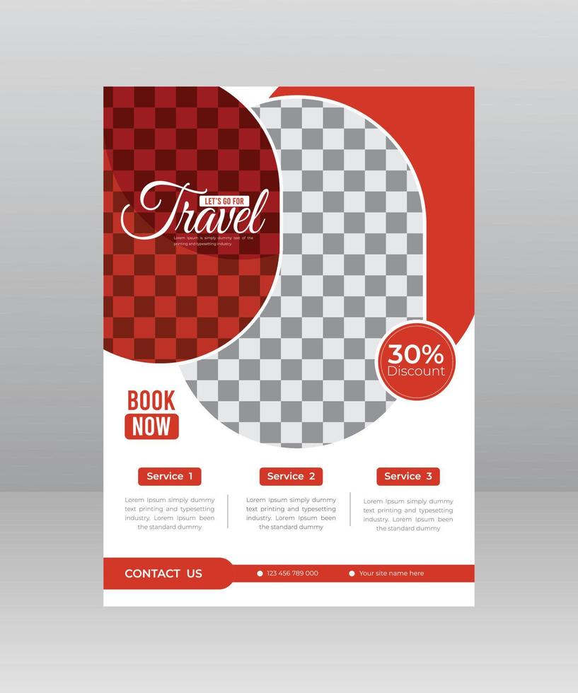 Travel and tour sale flyer template with photo for agency vector