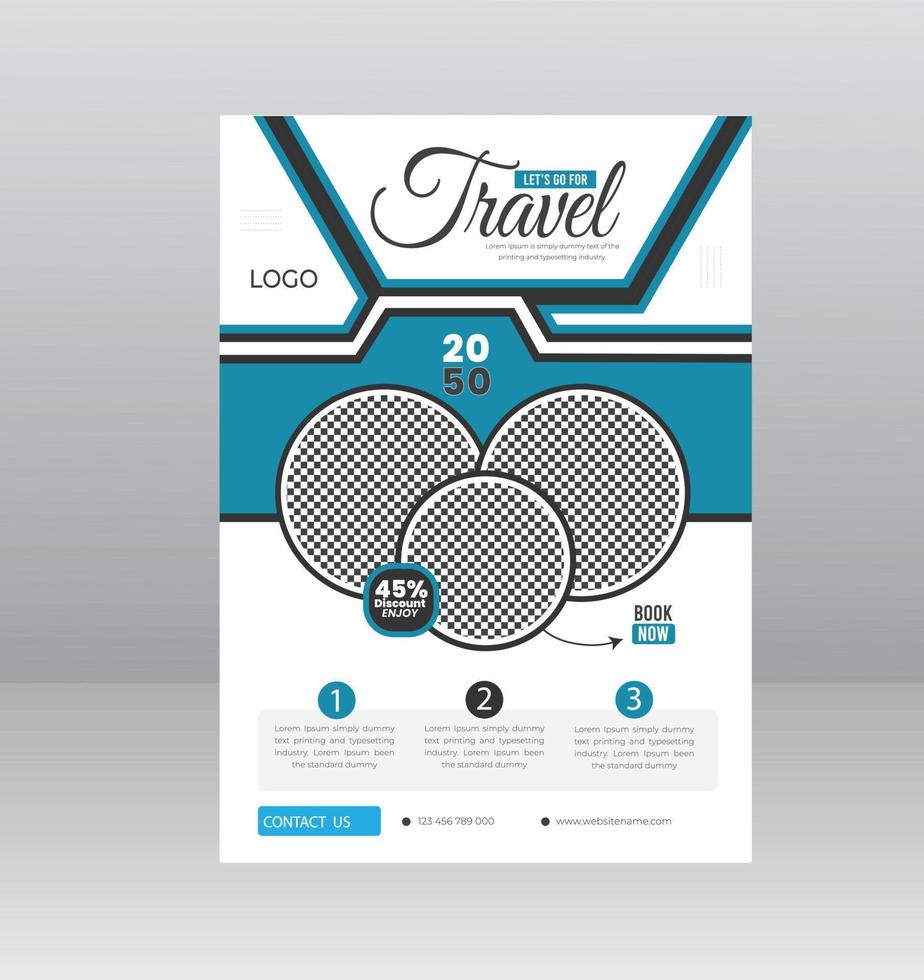 Business flyer design and brochure cover page template for travel agency vector