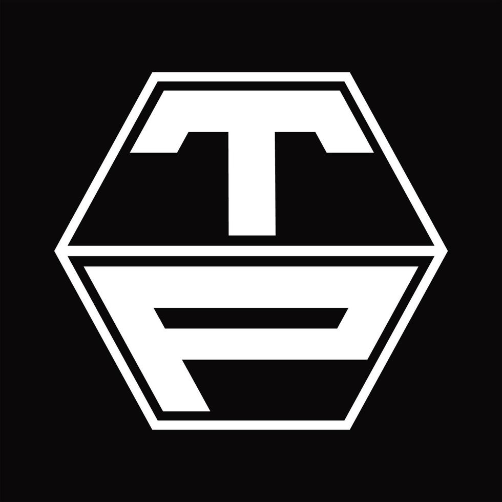monograma del logotipo tp con plantilla de diseño de forma hexagonal hacia arriba y hacia abajo vector