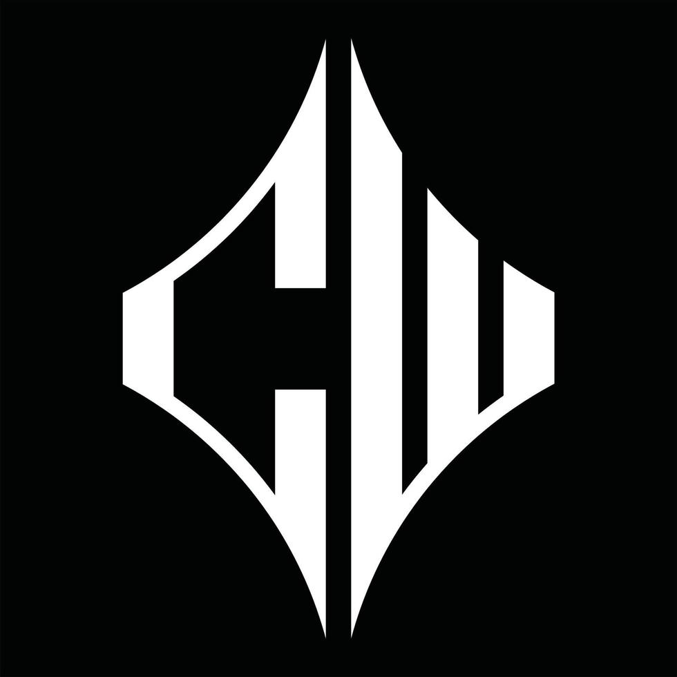 CW Logo monogram with diamond shape design template vector