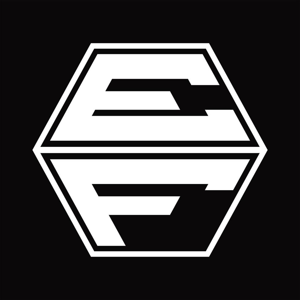 monograma del logotipo ef con plantilla de diseño de forma hexagonal hacia arriba y hacia abajo vector