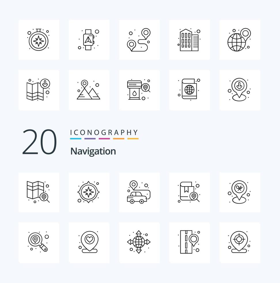 20 Navigation Line icon Pack like pin restaurant pin location location vector