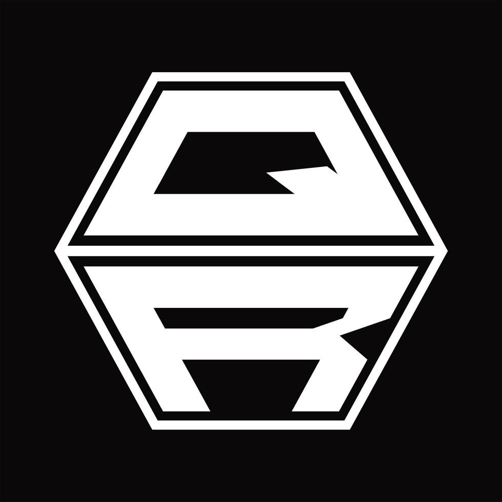 monograma del logotipo qr con plantilla de diseño de forma hexagonal hacia arriba y hacia abajo vector