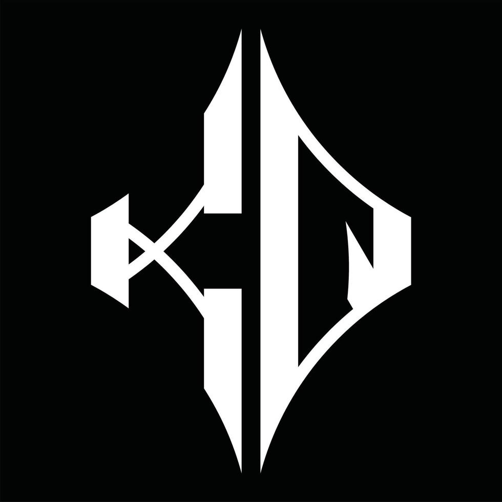 monograma del logotipo kq con plantilla de diseño de forma de diamante vector
