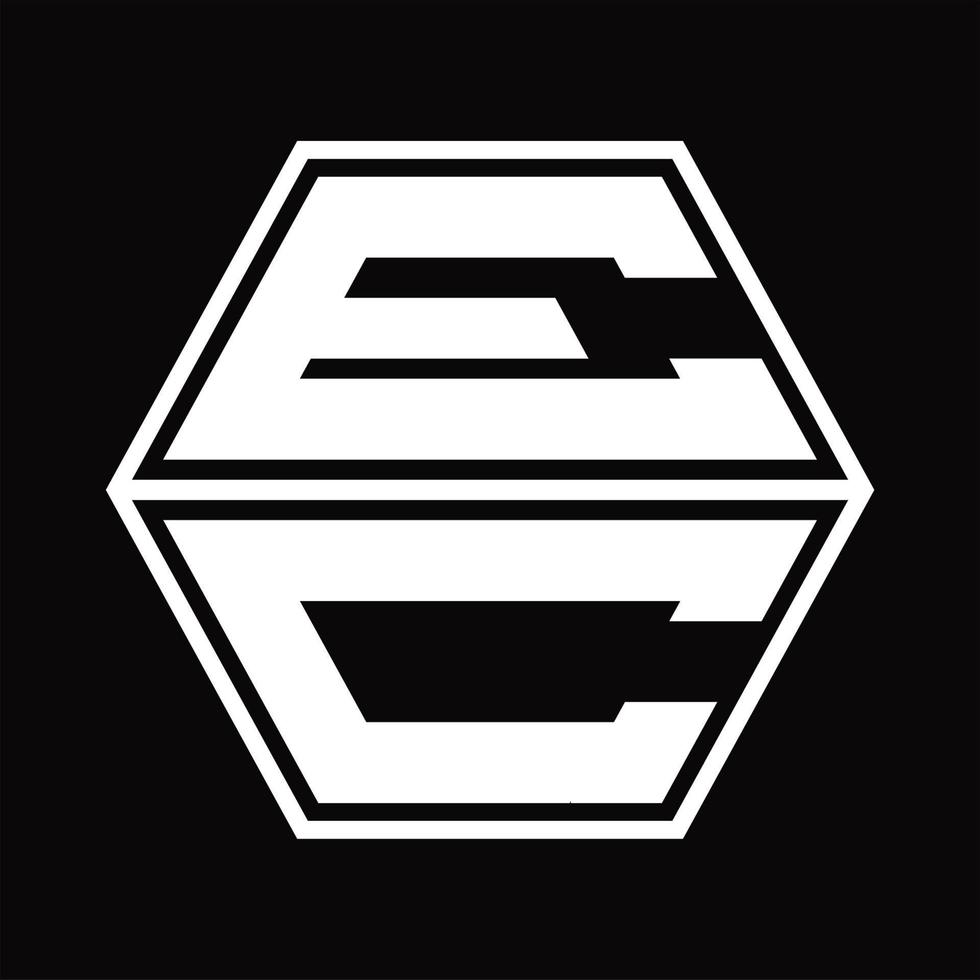 EC Logo monogram with hexagon shape up and down design template vector