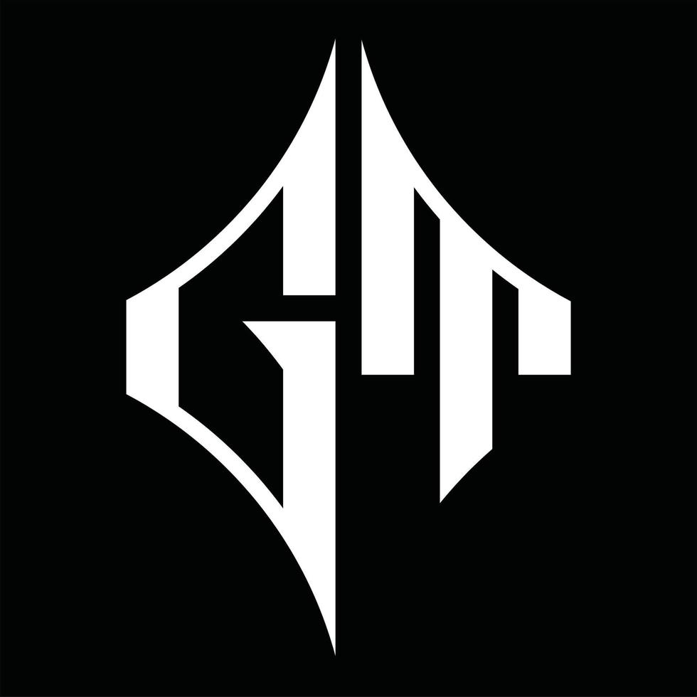 monograma de logotipo gt con plantilla de diseño de forma de diamante vector