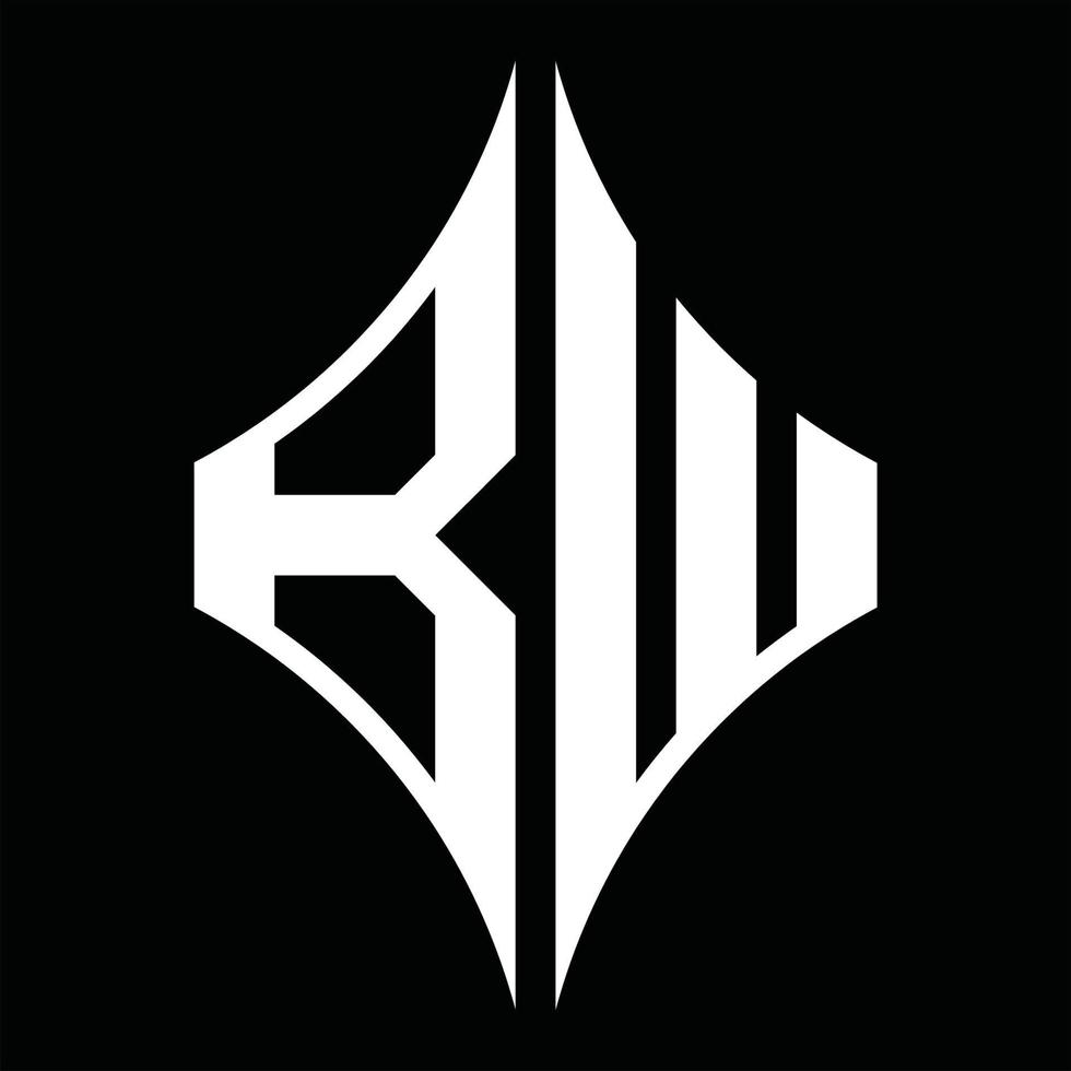 BW Logo monogram with diamond shape design template vector