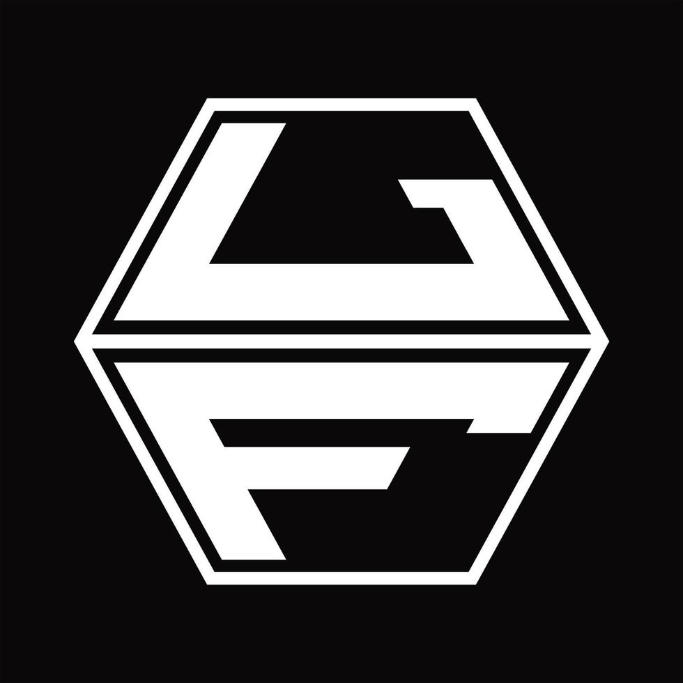 Monograma de logotipo lf con plantilla de diseño de forma hexagonal hacia arriba y hacia abajo vector