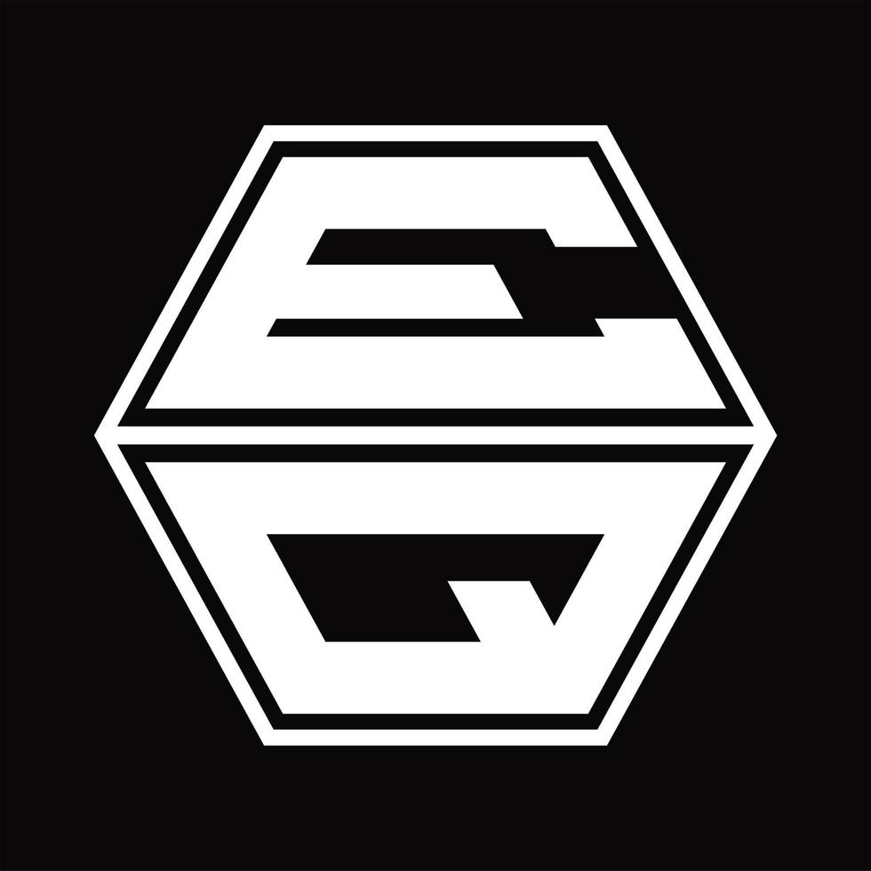 monograma de logotipo eq con plantilla de diseño de forma hexagonal hacia arriba y hacia abajo vector