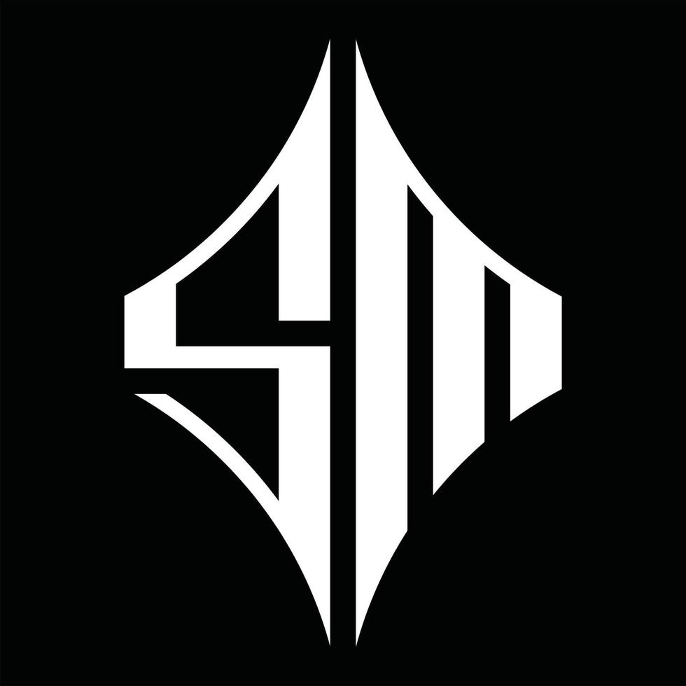 monograma de logotipo sm con plantilla de diseño de forma de diamante vector